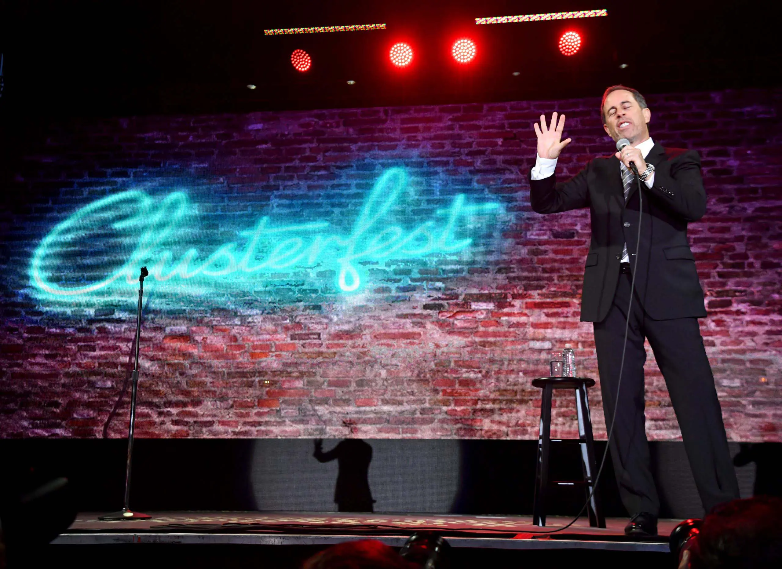 Jerry Seinfeld performing at Clusterfest 2017 in San Francisco with a video design by Daniel Brodie.